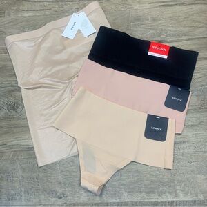 SPANX Bundle 4 Items Midthigh Shaper 3 Thong Ecocare Undetectable Nude